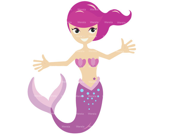 Mermaid Clip Art Digital Clipart Girls Fish Ocean Mermaid Graphics