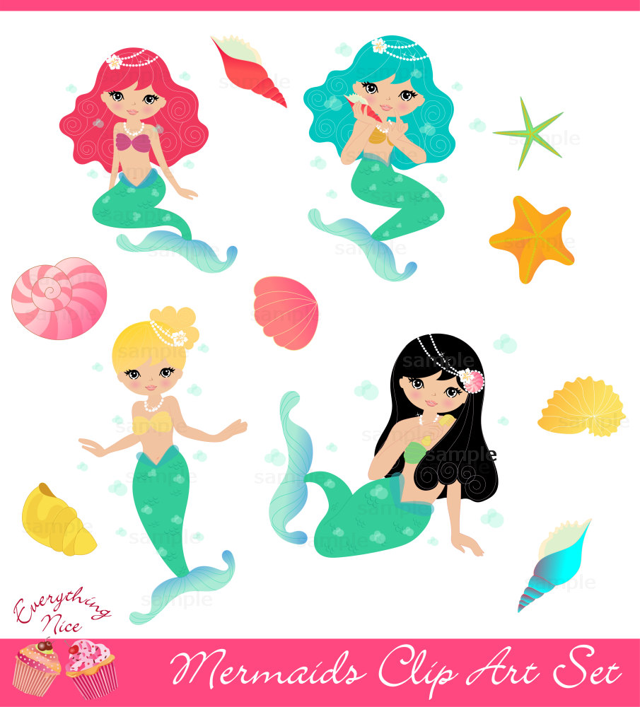 Mermaids Clip Art Set - Mermaid Images Clip Art