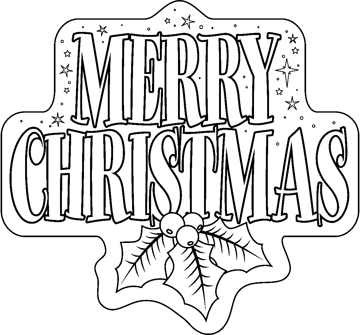 Merry Christmas Clip Art Black And White (11)