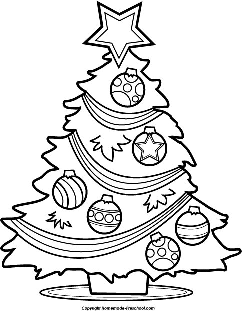 Merry Christmas Clipart Black - Christmas Tree Clip Art Black And White