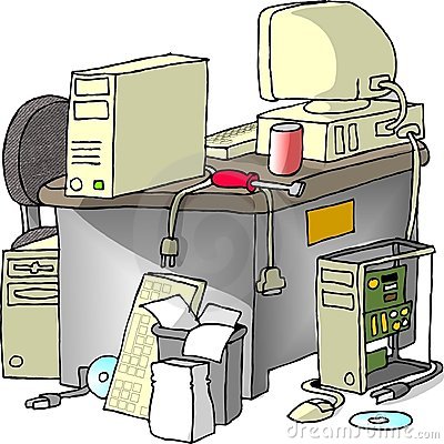 Messy Computer Desk Clipart P