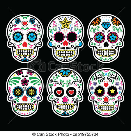 Mexican sugar skull - Vector icon set of decorated skull -... Mexican sugar skull Vector Clipartby ...