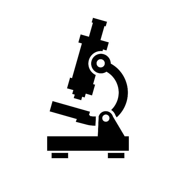 Vector black microscope icon. - Microscope Clipart
