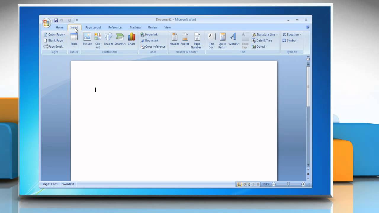 How to insert a Clipart in Word 2007 on Windows® 7