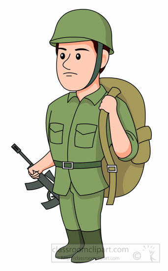soldier-with-backpack-rifle-c - Military Clipart