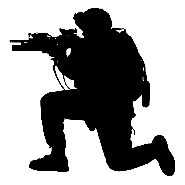 Military Silhouette Kneeling - Soldier Silhouette Clip Art