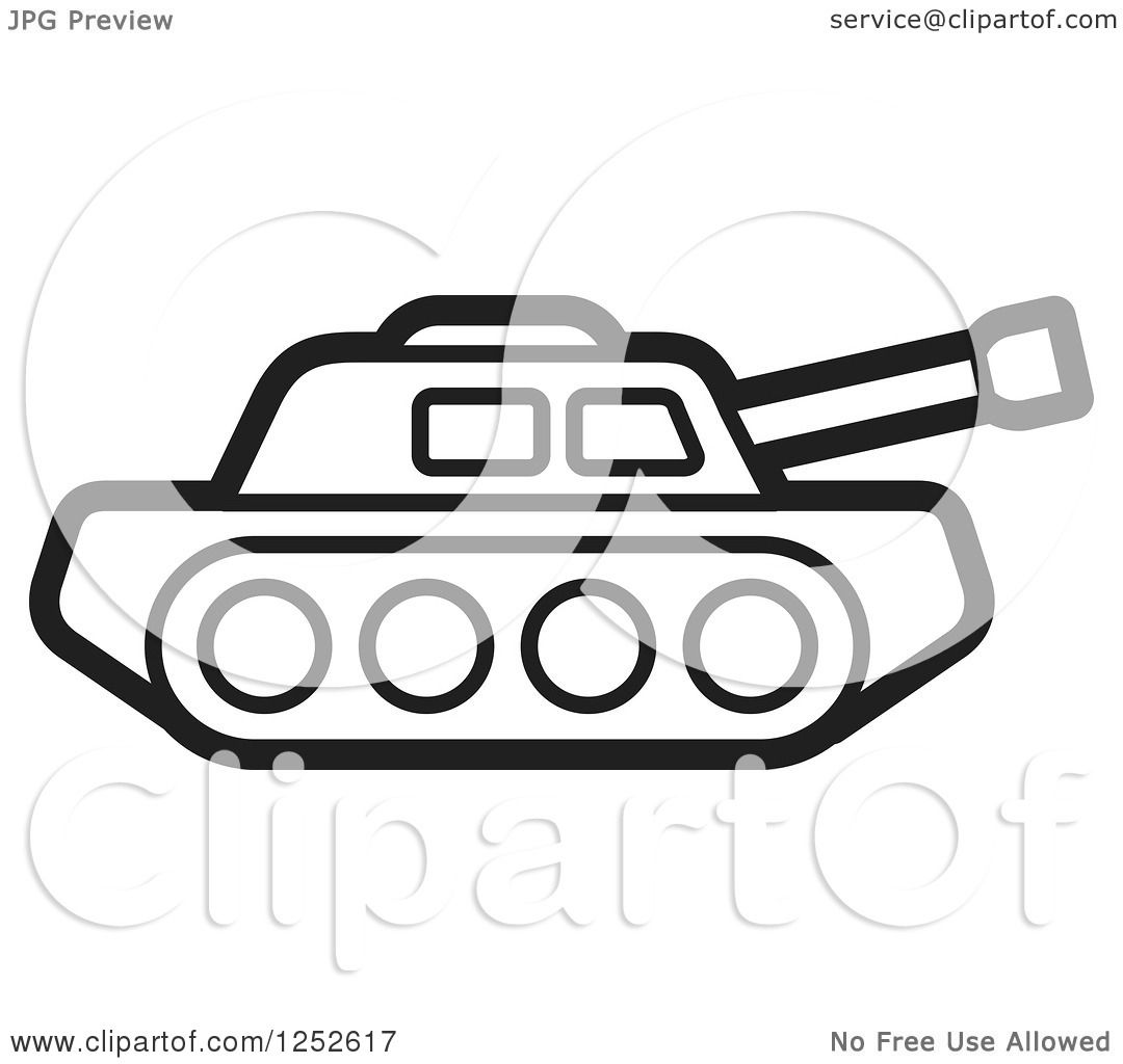Clipart of a Black and White Military Tank - Royalty Free Vector  Illustration by Lal Perera