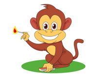 Mischevious Monkey With Match - Monkey Images Clip Art