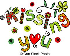 ... Missing You Doodle Text Expression - Hand drawn colorful.