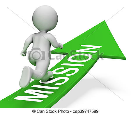 Mission Arrow Shows Motivation Goals 3d Rendering - csp39747589