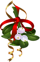 Mistletoe with ribbons and berries.