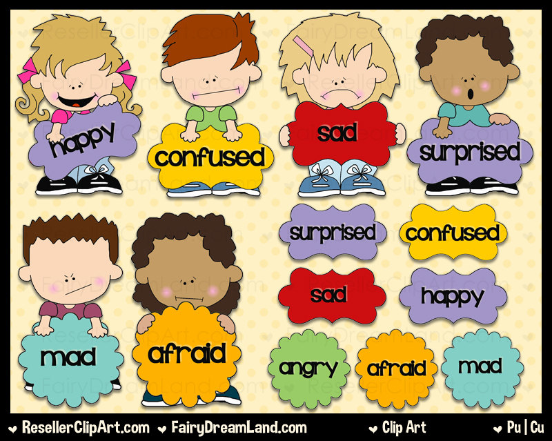 Mixed Emotions Clip Art - Commercial Use, Digital Image, Png Clipart - Instant Download - Shoe String Kid Series - Speech Bubbles, Word Art