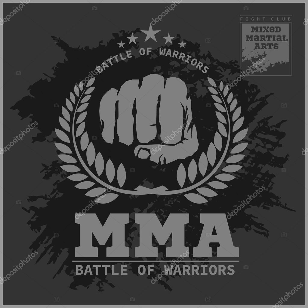 Fight club MMA Mixed martial arts fighting logo u2014 Vector by Digital-Clipart