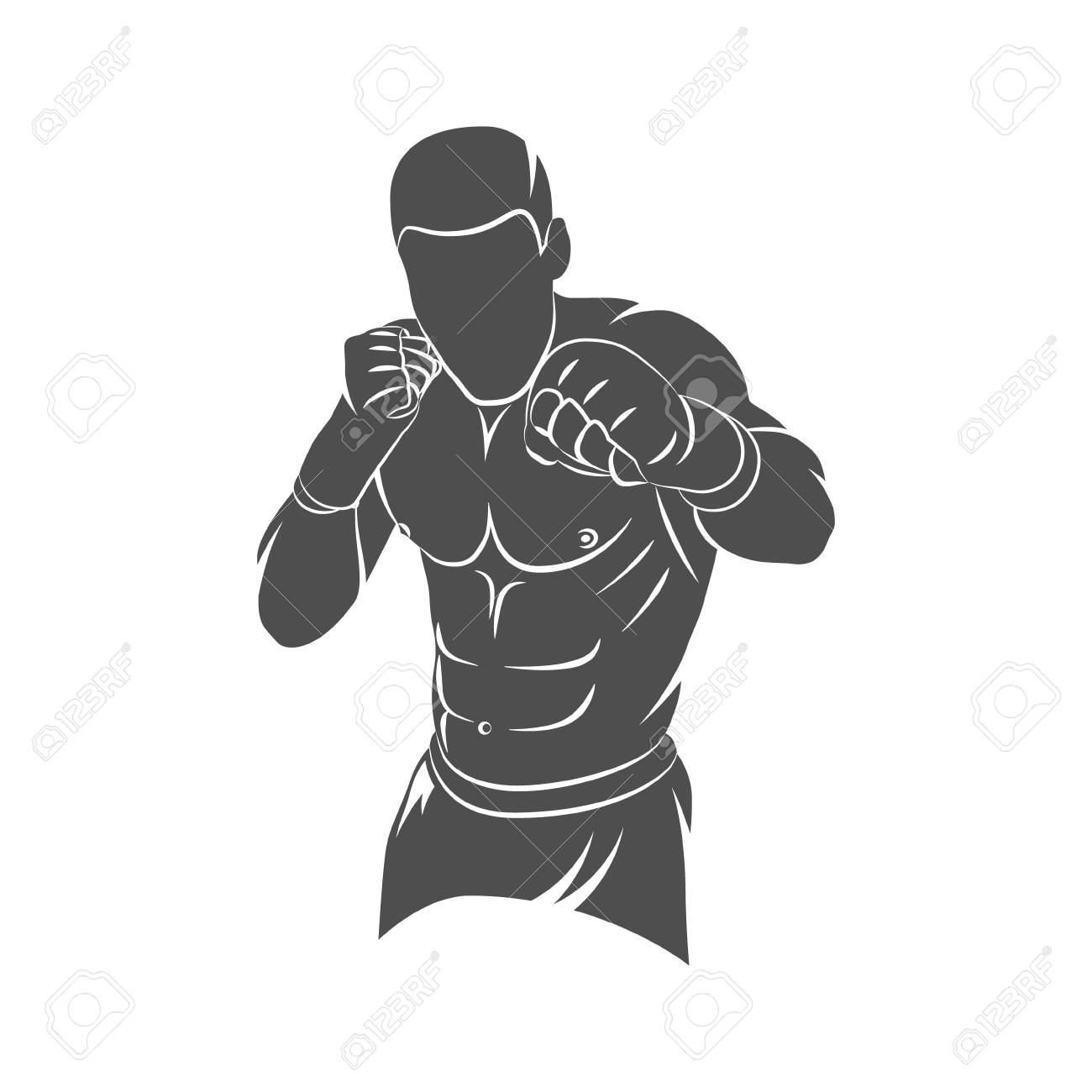 Silhouette mixed martial arts fighter on a white background. Vector  illustration. Stock Vector -