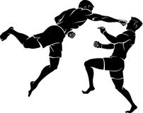 Super Punch Mixed Martial Arts. Silhouette of two fighters isolated on  white background Stock Photography