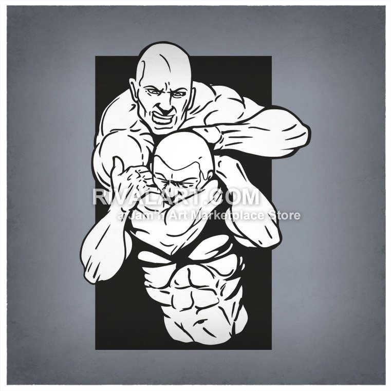 Vector Clipart of Black White Mixed Martial Arts Mma Untimate Fighting  Fighters Ufc Cage Graphic Submission