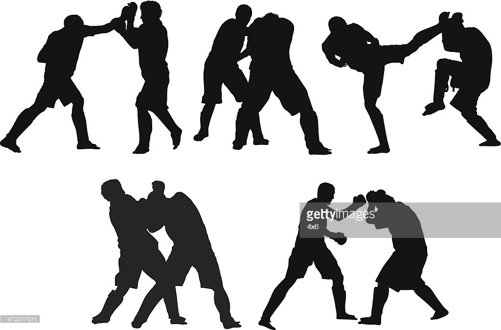 Mixed martial arts fighters fighting