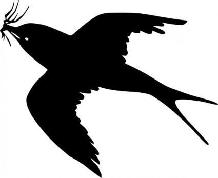 Mockingbird Flying Silhouette - Mockingbird Clipart