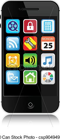 Modern Style Cell Phone . - Clipart Cell Phone