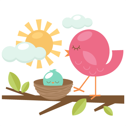 mom and baby bird clipart