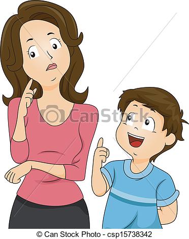 ... Mom and Son Questions - Illustration of a Confused Mom.