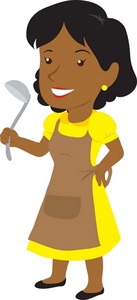 Mom Clipart Image: Clip Art Illustration Of A Dark Skinned Woman Holding A Ladle