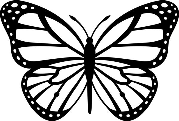 Monarch Butterfly Black White image - vector clip art online