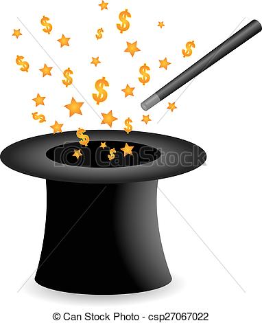 Wand and Magic Hat Clipart