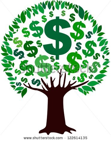Money tree isolated on White  - Money Tree Clipart