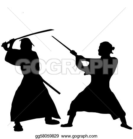 Monochrome samurai mask u0026middot; Two Samurai fighter silhouette