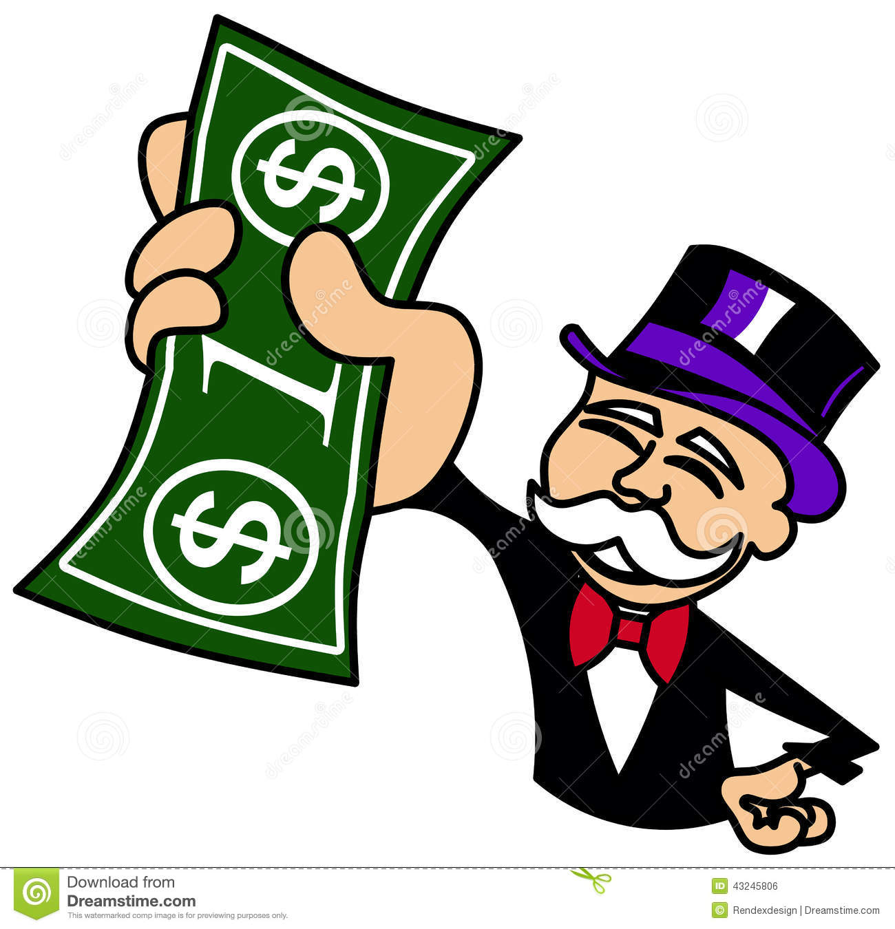 Monopoly Guy holding one dollar bill Royalty Free Stock Image