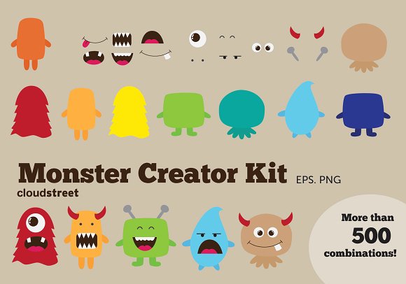 Monster Creator Kit Clipart - - Clip Art Creator