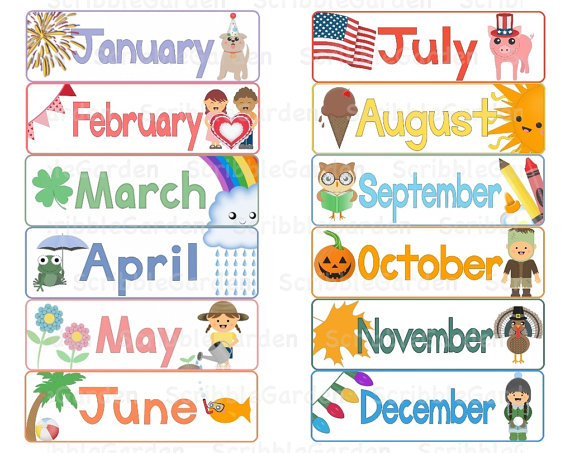 Months Clipart Months Calendar Toppers