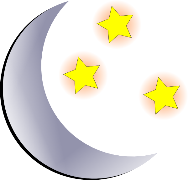 moon and stars clipart black and white