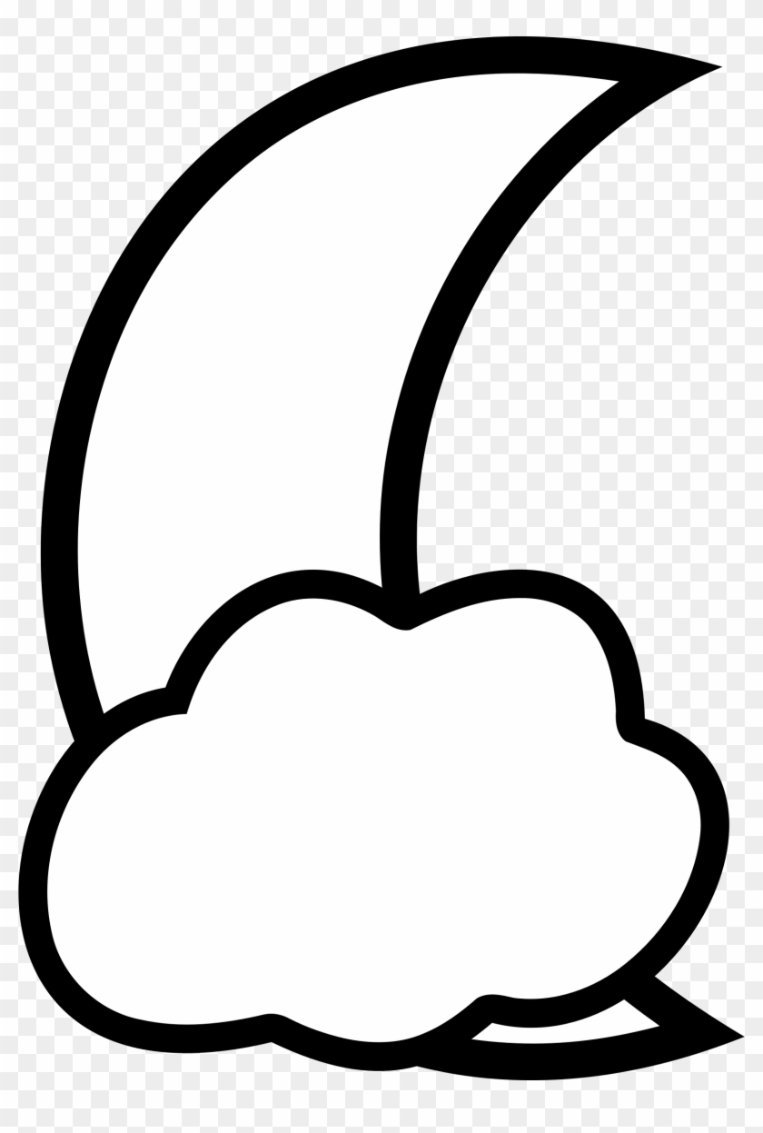 Classy Moon Clipart Black And White Cloud Covered Outline - Moon And Cloud  Outline