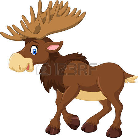 moose: illustration of Cartoon happy moose with big horns