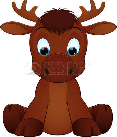 moose: Vector illustration of cute funny moose sitting and smiling Illustration