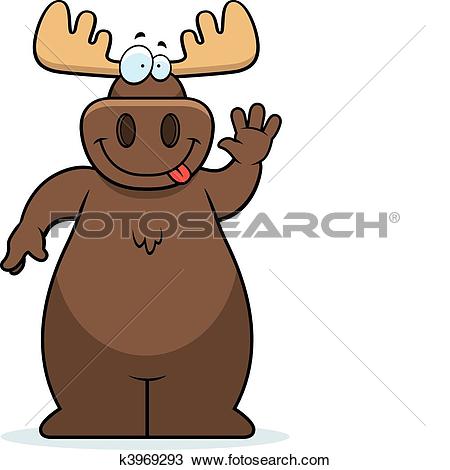 Moose Waving - Moose Clipart Free