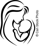 ... mother and baby symbol, hand drawn silhouette