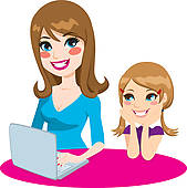 Mother and daughter reading u - Mother And Daughter Clipart