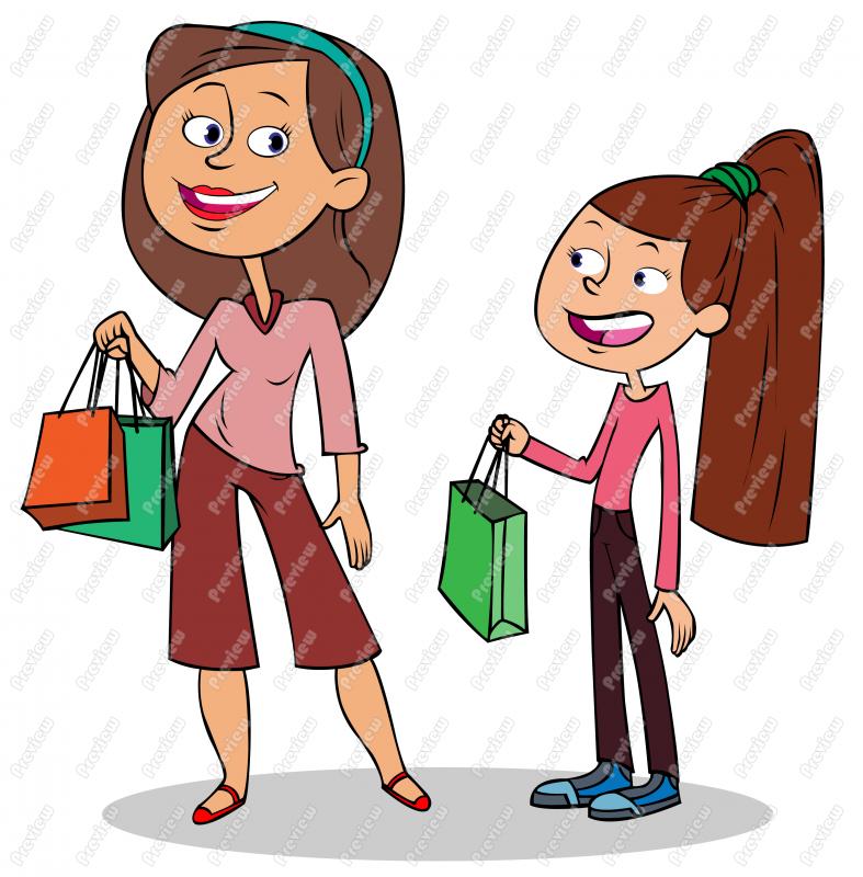 Mother And Daughter Shopping .