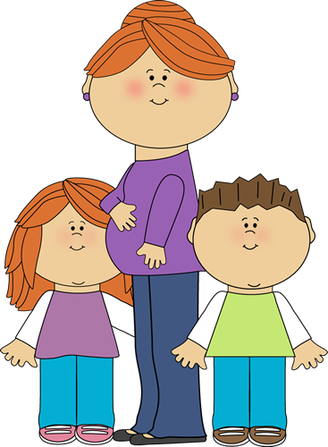 mother clipart. Pregnant Mom with Kids