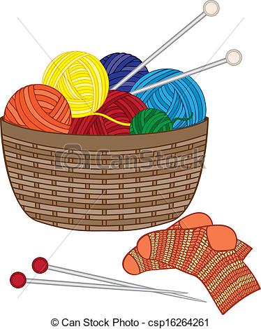 Mother Daughter Knitting Clipartby cteconsulting3/643; Knitting, basket with wool balls, needle and knitted socks