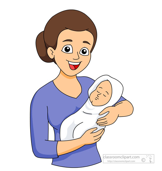 mother holding newborn baby i - Clipart Mother