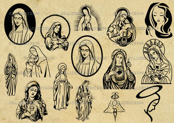Digital SVG PNG JPG Virgin Mary, mary mother of jesus, vector, clipart,  silhouette, instant download from STARDESIGN66 on Etsy Studio