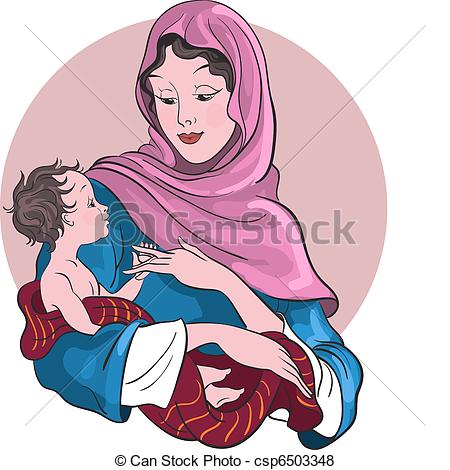 Virgin Mary hold baby Jesus