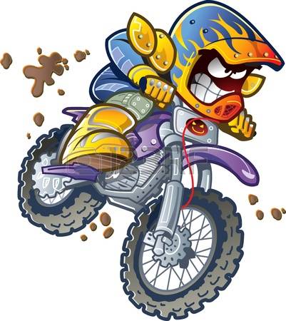 motocross: Dirt Bike Motorcycle Rider Making an Extreme Jump and Splashing in the Mud Illustration