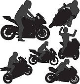 Red motorcycle · Biker vector silhouettes