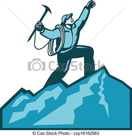 ... Mountain Climber Summit Retro - Illustration of mountain.