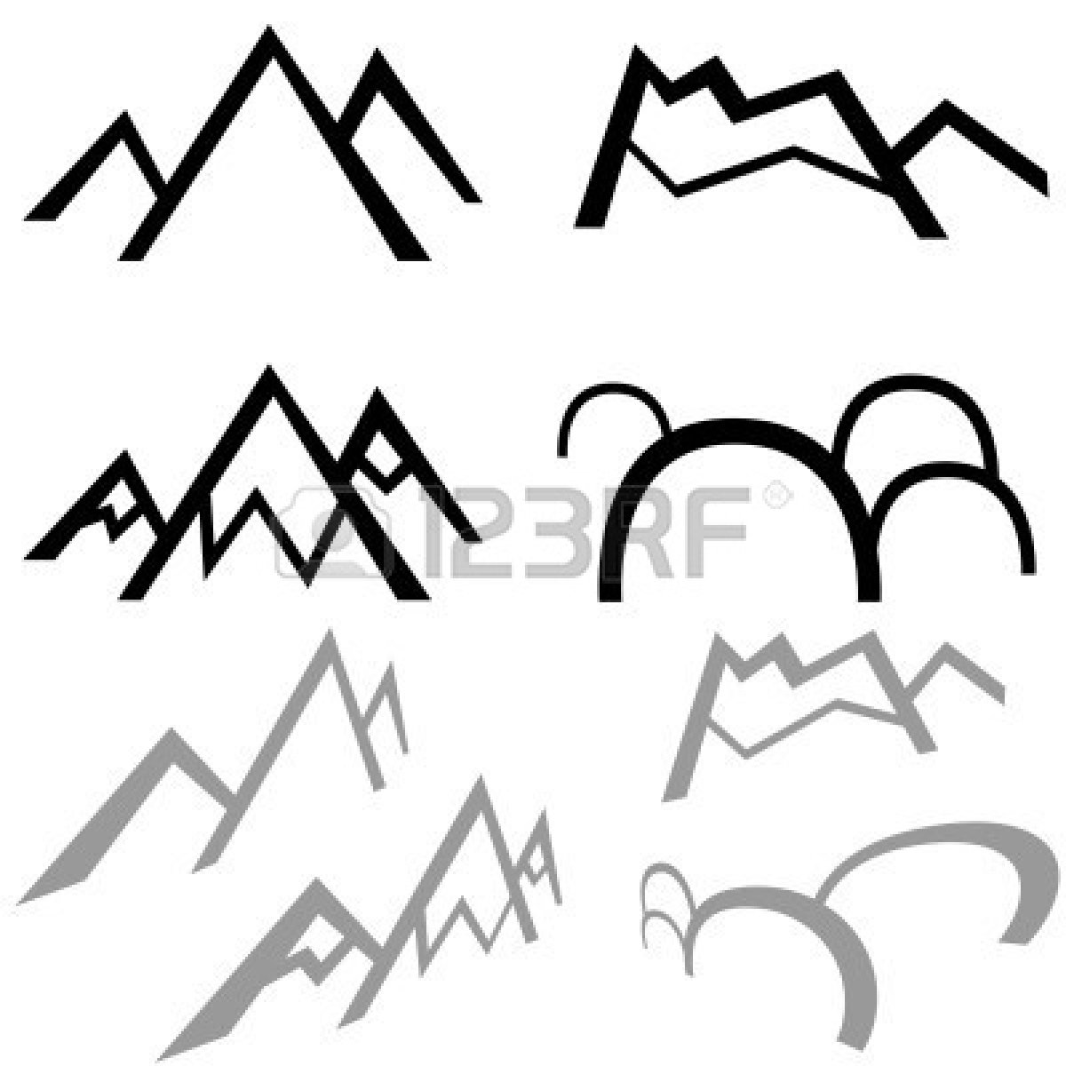 mountain range clipart black and white